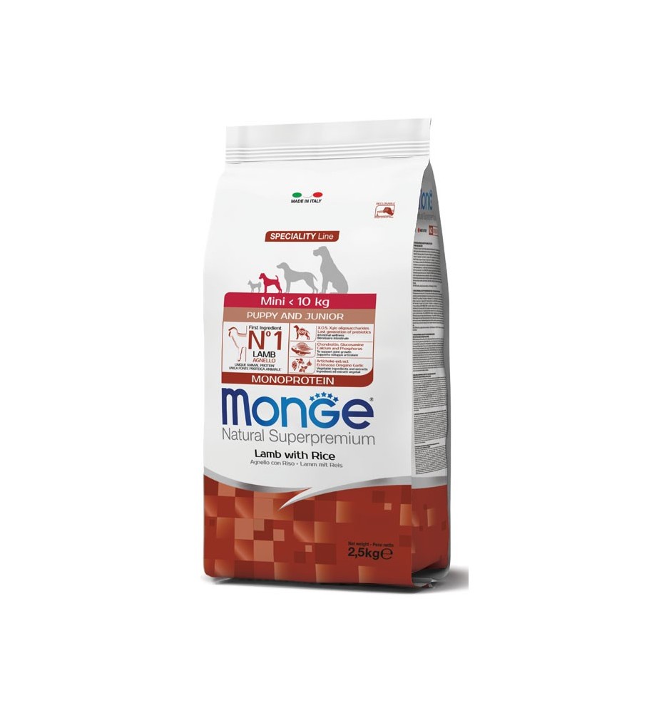 Monge Natural Superpremium Mini Puppy & Junior Monoprotein Agnello con Riso