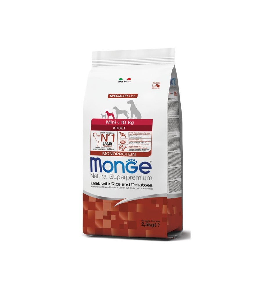 Monge Natural Superpremium Mini Adult Monoprotein Agnello con Riso e Patate
