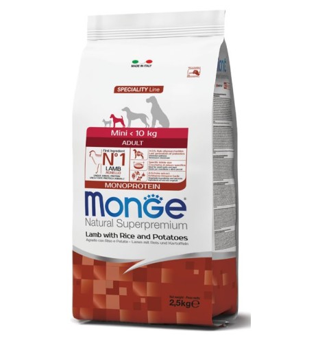 Monge Natural Superpremium Mini Adult Monoprotein Agnello con Riso e Patate