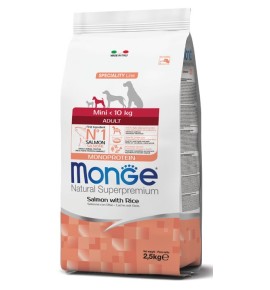 Monge Natural Superpremium Mini Adult Monoprotein Salmone con Riso