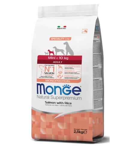 Monge Natural Superpremium Mini Adult Monoprotein Salmone con Riso