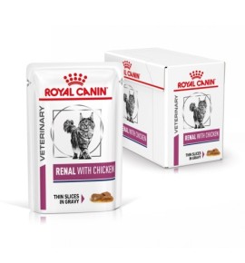 "Royal Canin Veterinary Health Nutrition Renal with Chicken - Alimento umido per gatti specializzato"