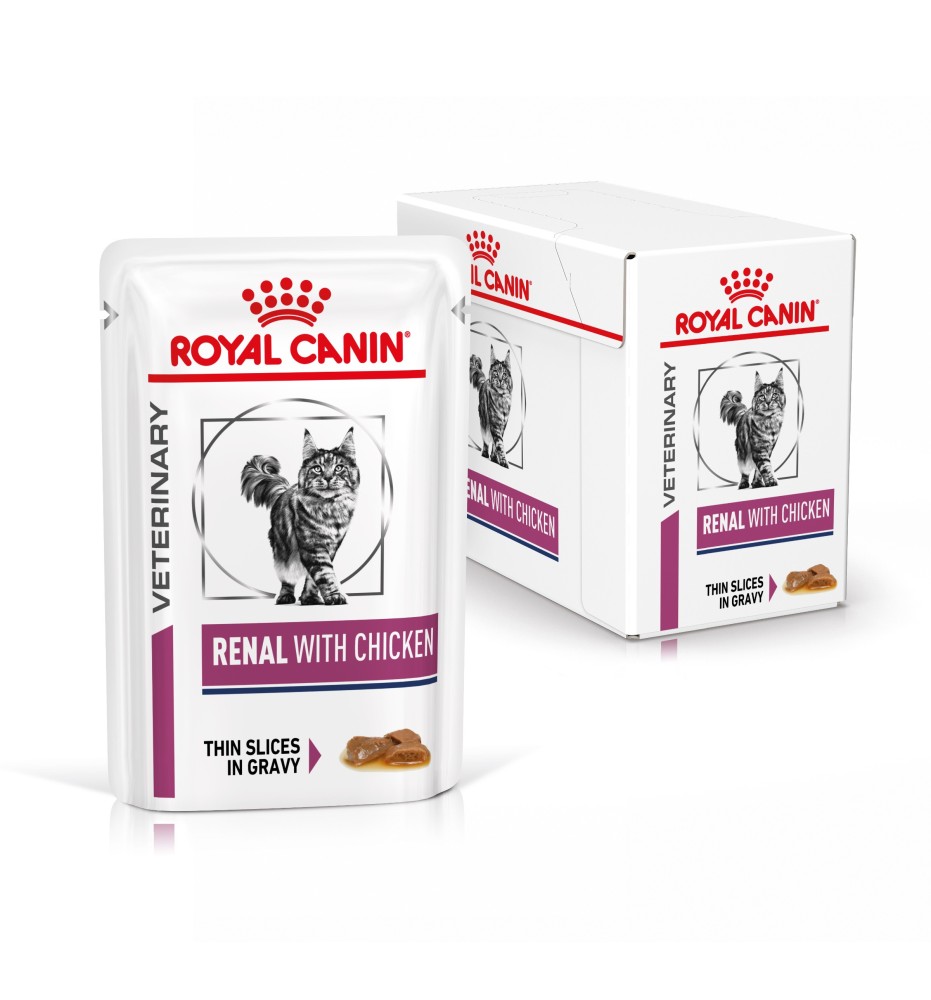 "Royal Canin Veterinary Health Nutrition Renal with Chicken - Alimento umido per gatti specializzato"