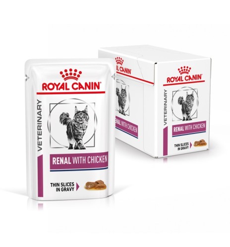 "Royal Canin Veterinary Health Nutrition Renal with Chicken - Alimento umido per gatti specializzato"