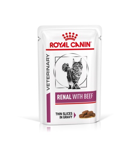 ROYAL CANIN® VETERINARY HEALTH NUTRITION RENAL WITH BEEF - Alimento umido per gatti | Supporto renale | Ingredienti di alta qual