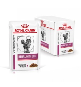 ROYAL CANIN® VETERINARY HEALTH NUTRITION RENAL WITH BEEF - Alimento umido per gatti | Supporto renale | Ingredienti di alta qual