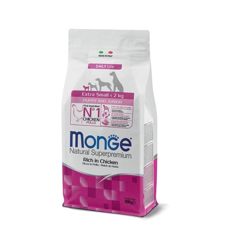 Monge Natural Superpremium Extra Small Puppy & Junior Ricco di Pollo