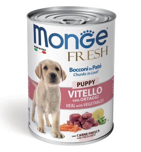 Monge Fresh Bocconi in Paté Vitello con Ortaggi – Puppy