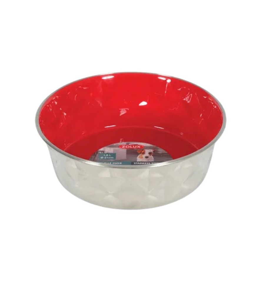 Ciotola inox antiscivolo per cane Diamonds rossa Zolux