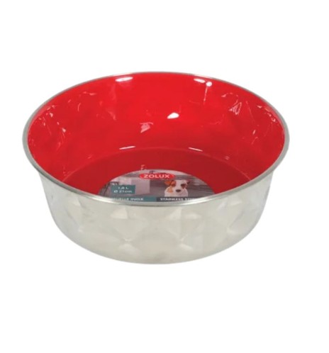 Ciotola inox antiscivolo per cane Diamonds rossa Zolux