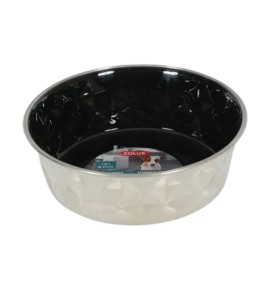 Ciotola per cane inox antiscivolo Diamonds nera Zolux