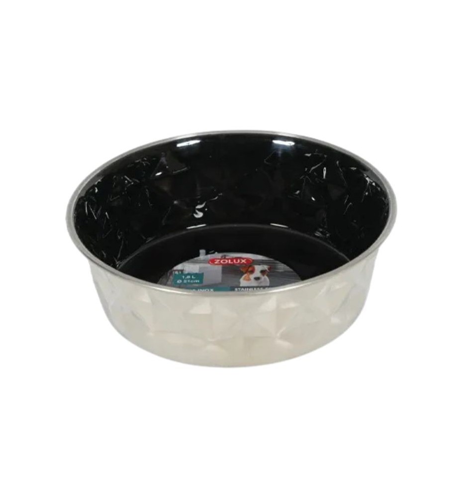 Ciotola per cane inox antiscivolo Diamonds nera Zolux