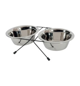 Set Zolux 2 ciotole per cane in acciaio inox con supporto