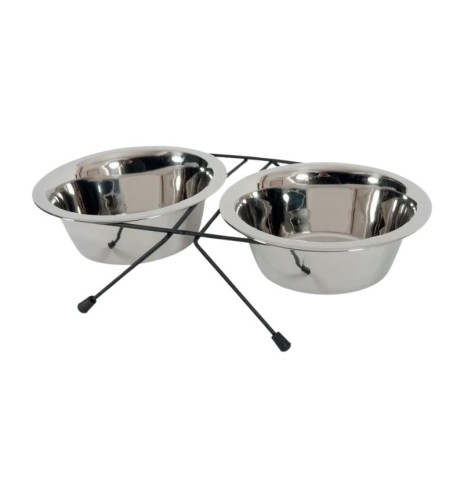 Set Zolux 2 ciotole per cane in acciaio inox con supporto