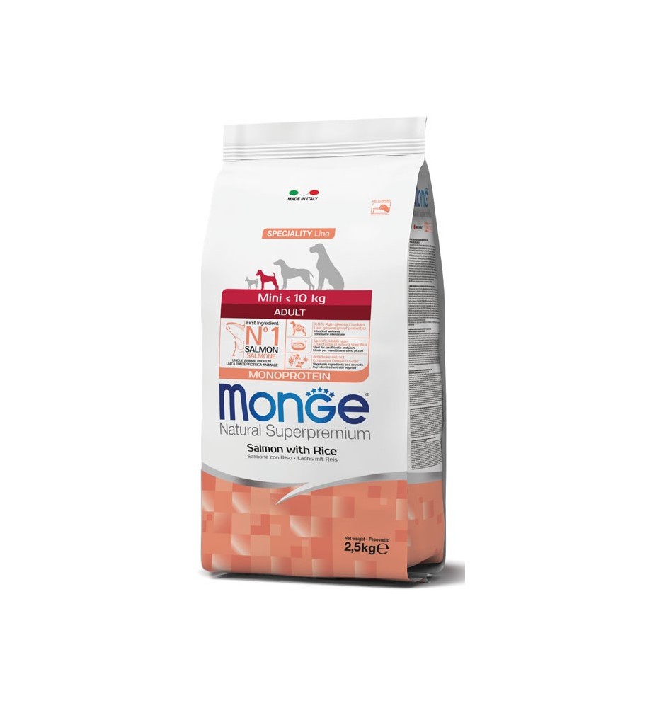 Monge Natural Superpremium Mini Adult Monoprotein Salmone con Riso