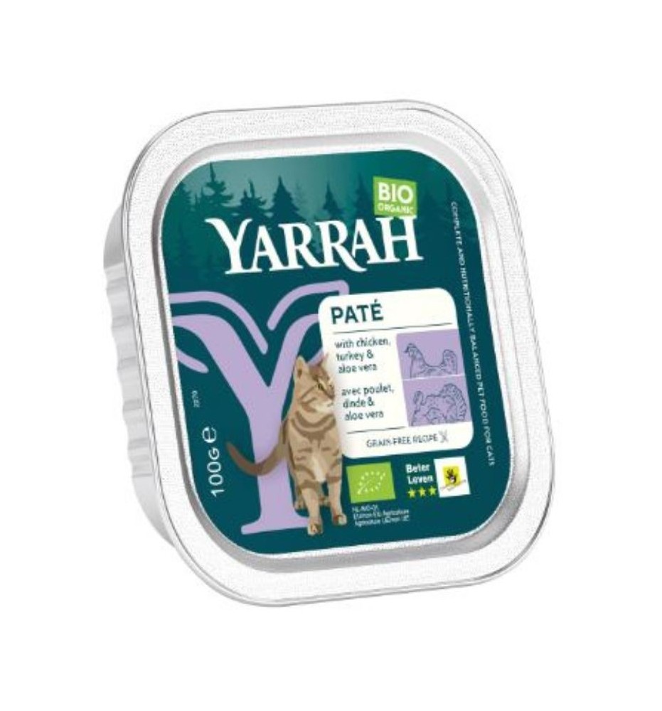 Paté per gatti con pollo tacchino aloe vera - Yarrah Bio