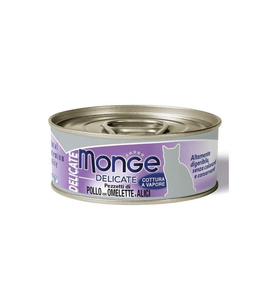 Monge Delicate Pezzetti di Pollo con Omelette e Alici – Adult