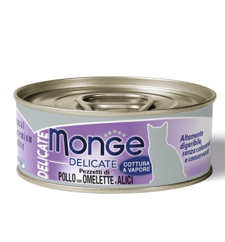 Monge Delicate Pezzetti di Pollo con Omelette e Alici – Adult