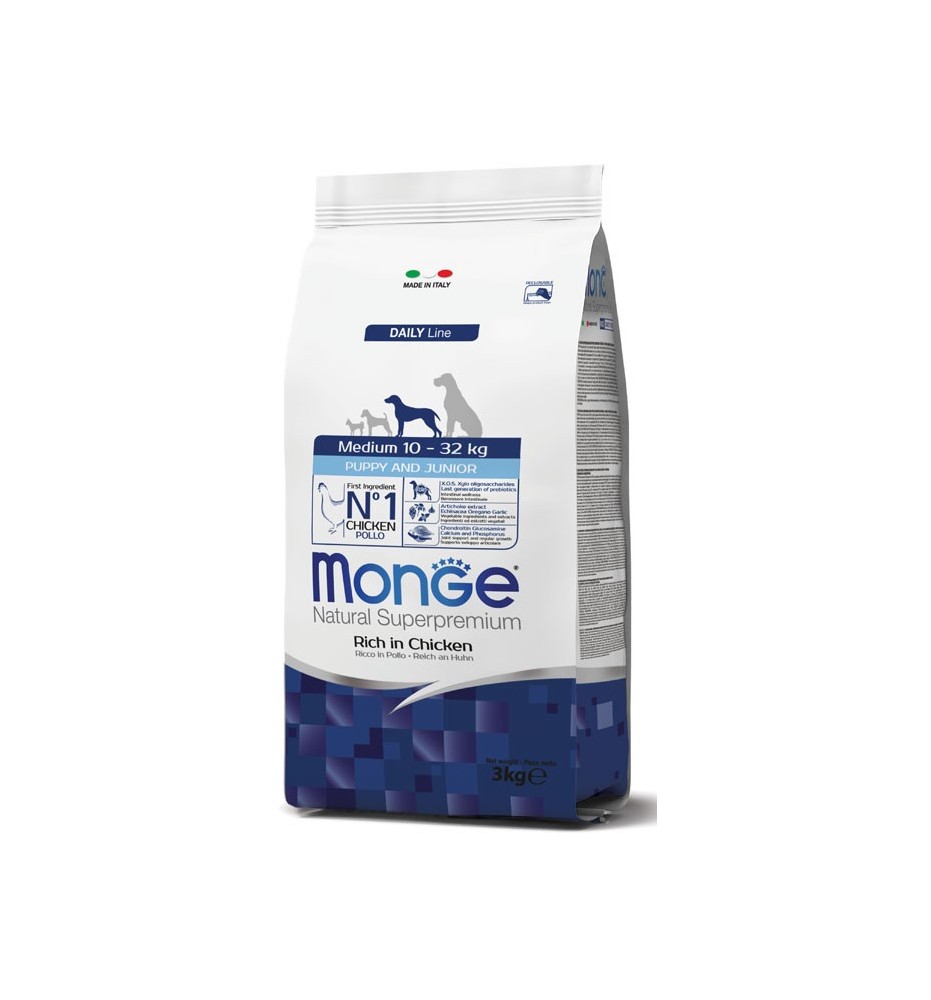 Monge Natural Superpremium Medium Puppy & Junior Ricco in Pollo