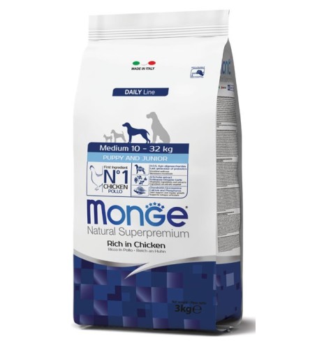 Monge Natural Superpremium Medium Puppy & Junior Ricco in Pollo