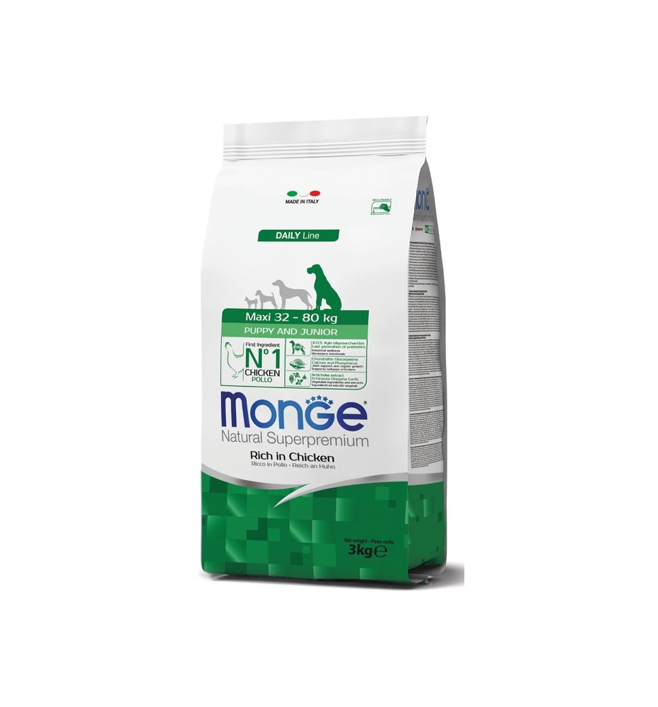 Monge Natural Superpremium Maxi Puppy & Junior Ricco in Pollo