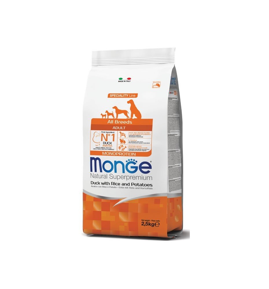 Monge Natural Superpremium All Breeds Adult Monoprotein Anatra con Riso e Patate