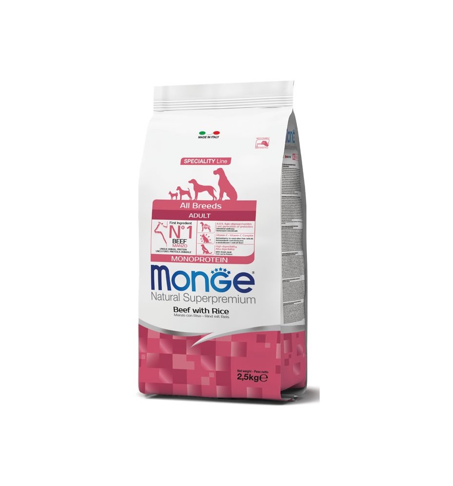 Monge Natural Superpremium All Breeds Adult Monoprotein Manzo con Riso