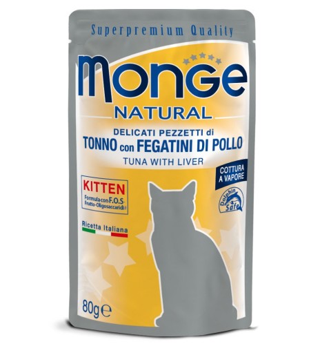 Monge Natural Pezzetti di Tonno con Fegatini di Pollo – Kitten