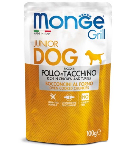 Monge Grill Bocconcini – Ricco in Pollo e Tacchino – Junior