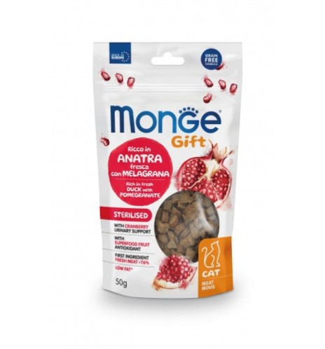 Monge Gift Sterilised Gatto Ricco in Anatra Fresca con Melagrana e Mirtilli Rossi Meat Minis