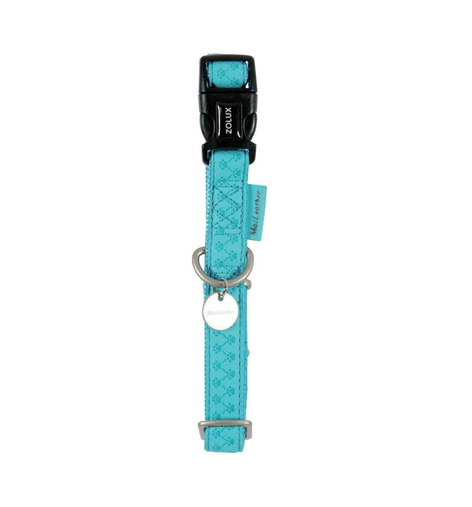 Collare per cani regolabile Zolux Mac Leather blu turchese