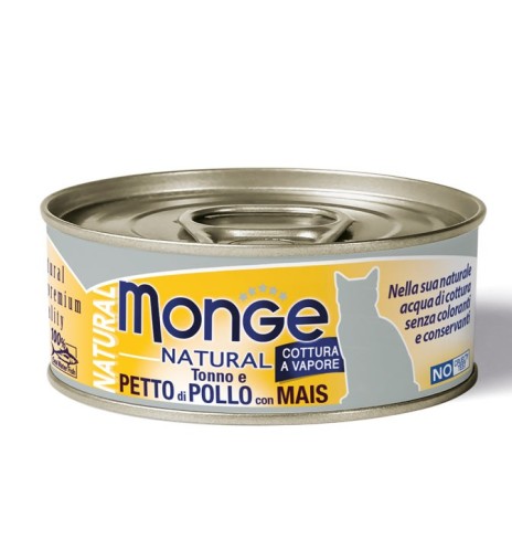 Monge Natural Pezzetti di Tonno e Petto di Pollo con Mais – Adult