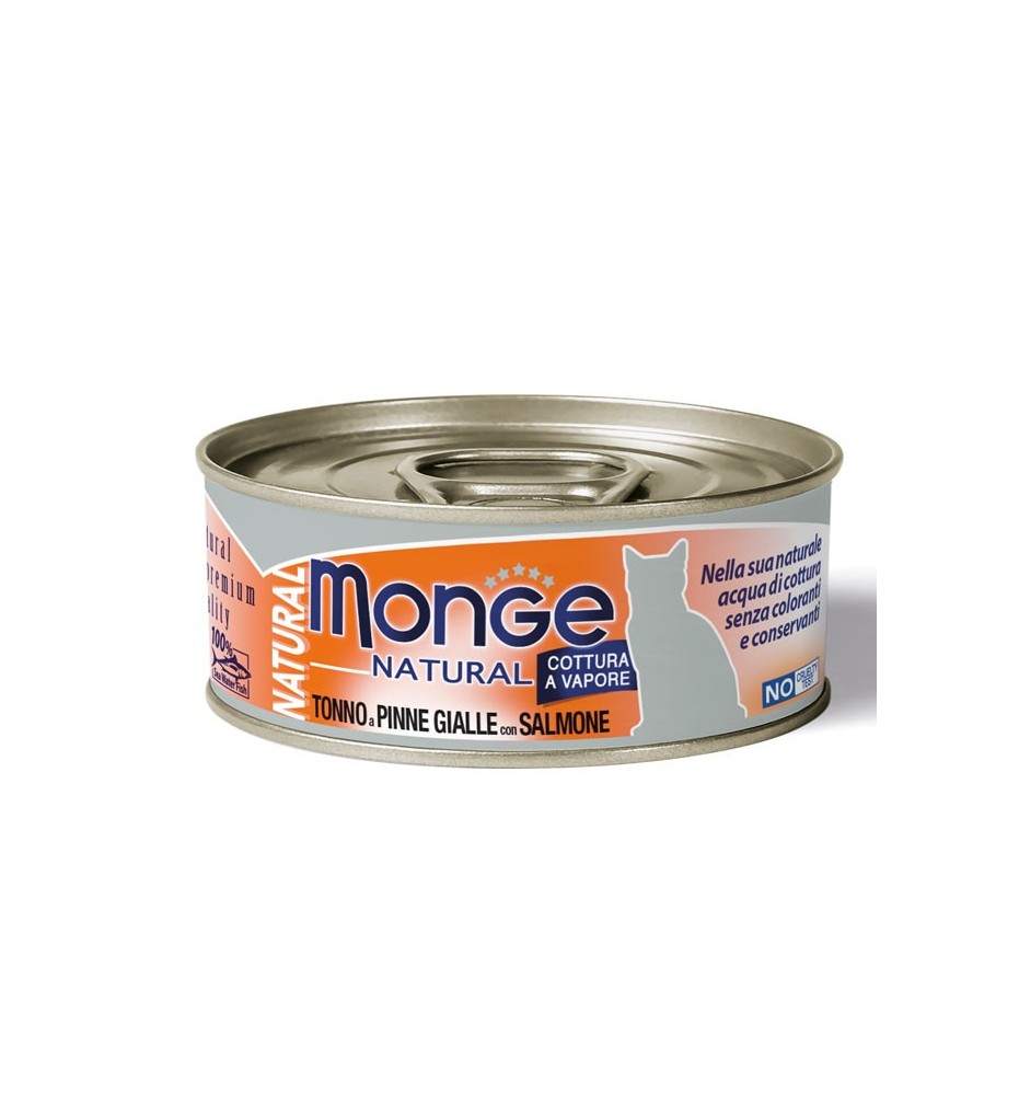 Monge Natural Pezzetti di Tonno a pinne gialle con Salmone – Adult