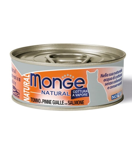 Monge Natural Pezzetti di Tonno a pinne gialle con Salmone – Adult
