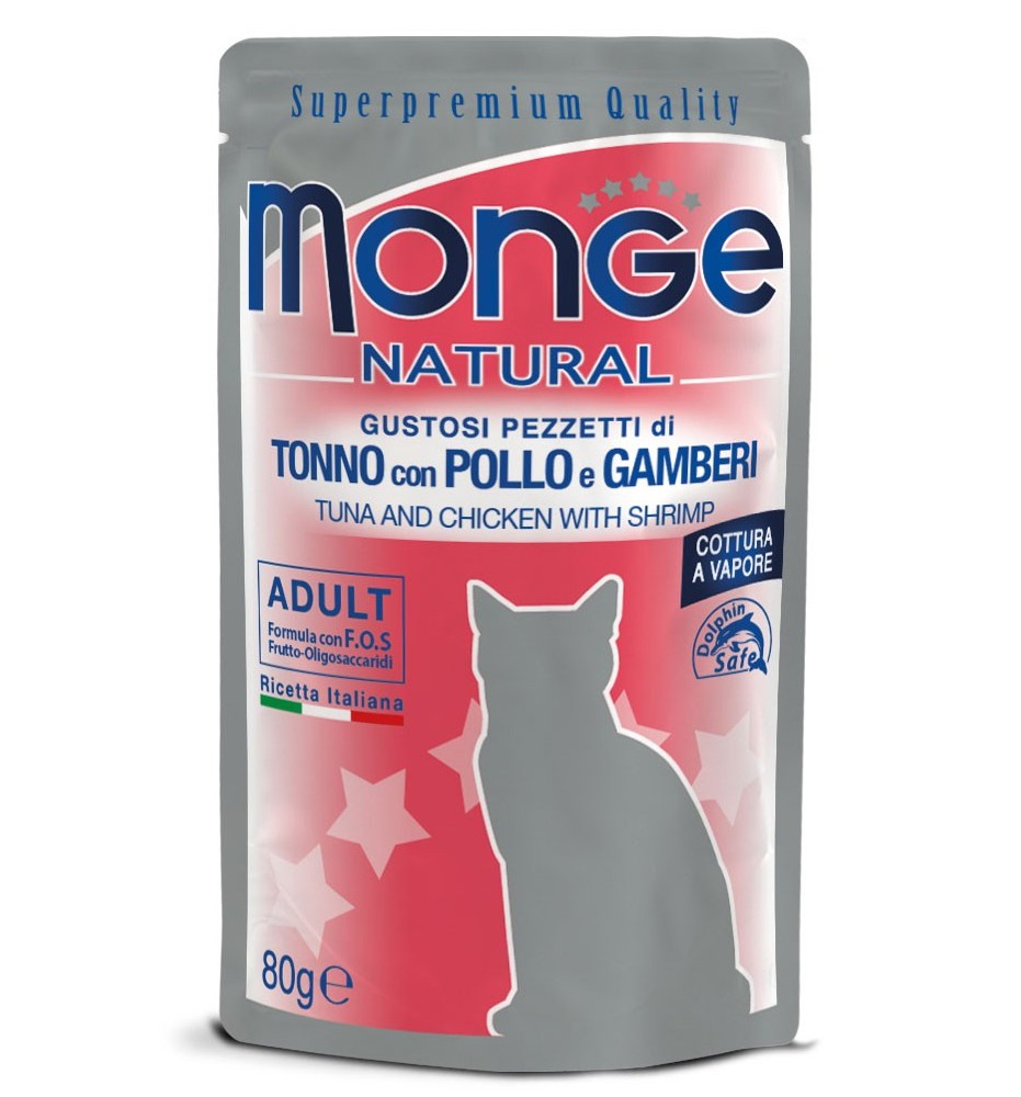 Monge Natural Pezzetti di Tonno con Pollo e Gamberi – Adult