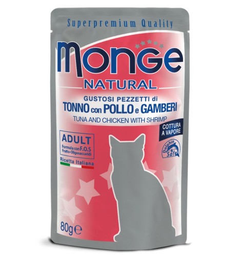 Monge Natural Pezzetti di Tonno con Pollo e Gamberi – Adult