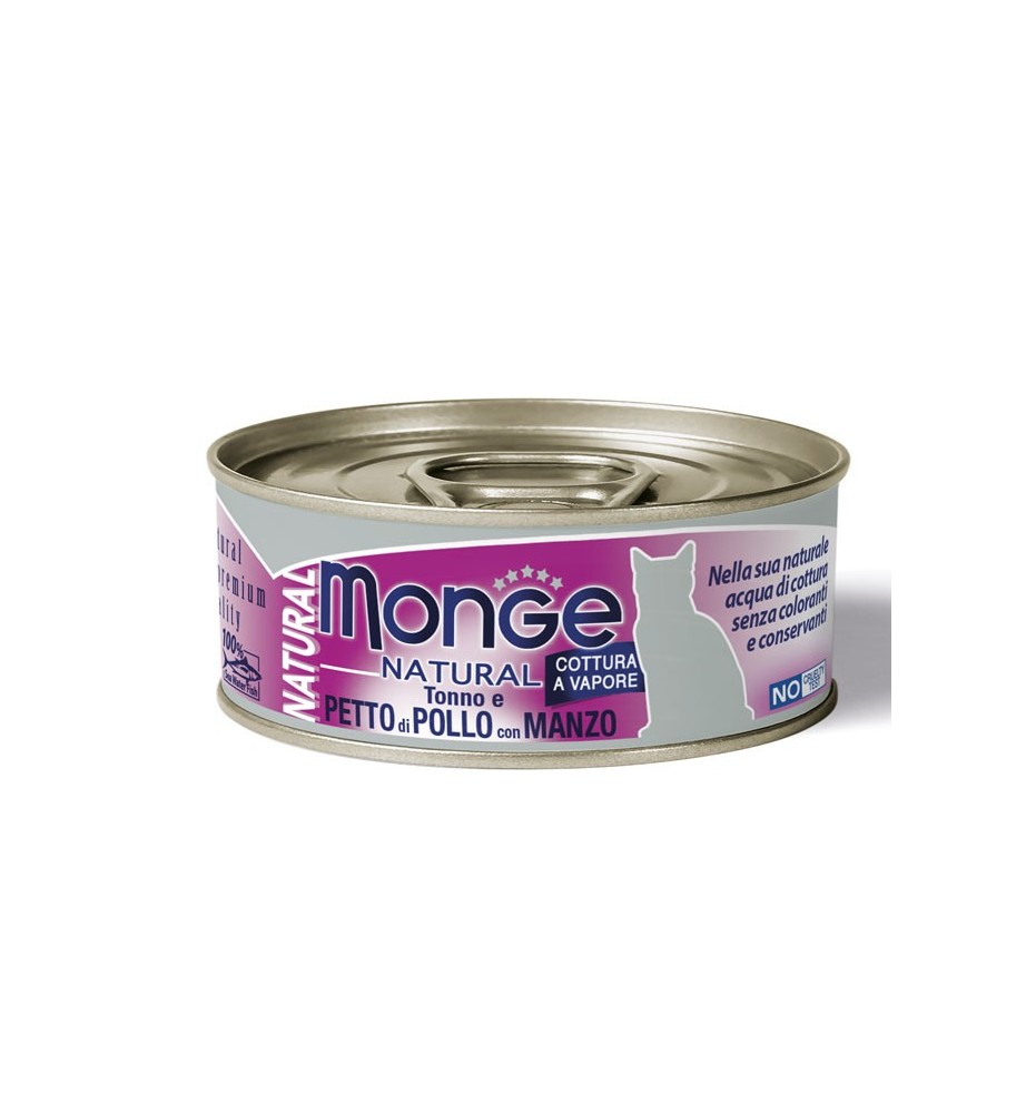 Monge Natural Pezzetti di Tonno e Petto di Pollo con Manzo – Adult