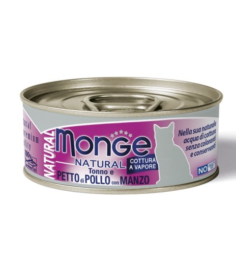 Monge Natural Pezzetti di Tonno e Petto di Pollo con Manzo – Adult