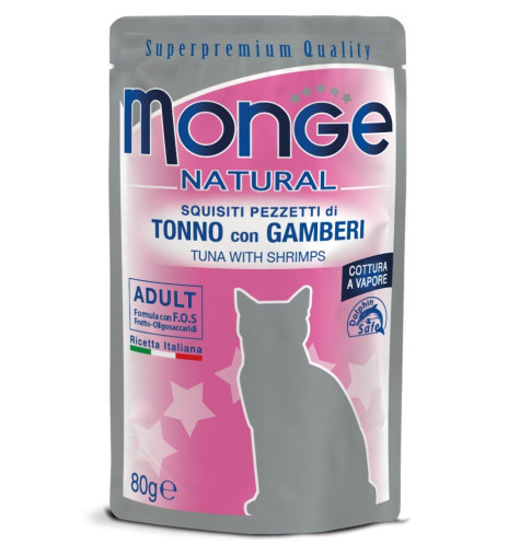 Monge Natural Pezzetti di Tonno con Gamberi – Adult