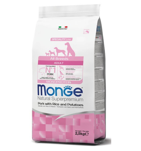 Monge Natural Superpremium All Breeds Adult Monoprotein Maiale con Riso e Patate