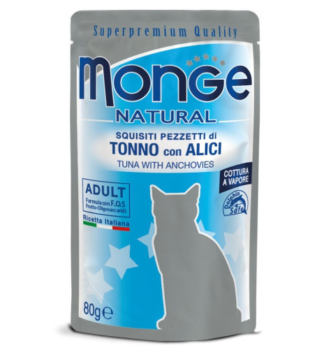 Monge Natural Pezzetti di Tonno con Alici – Adult
