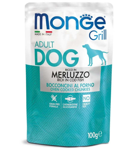 Monge Grill Bocconcini – Ricco in Merluzzo – Adult