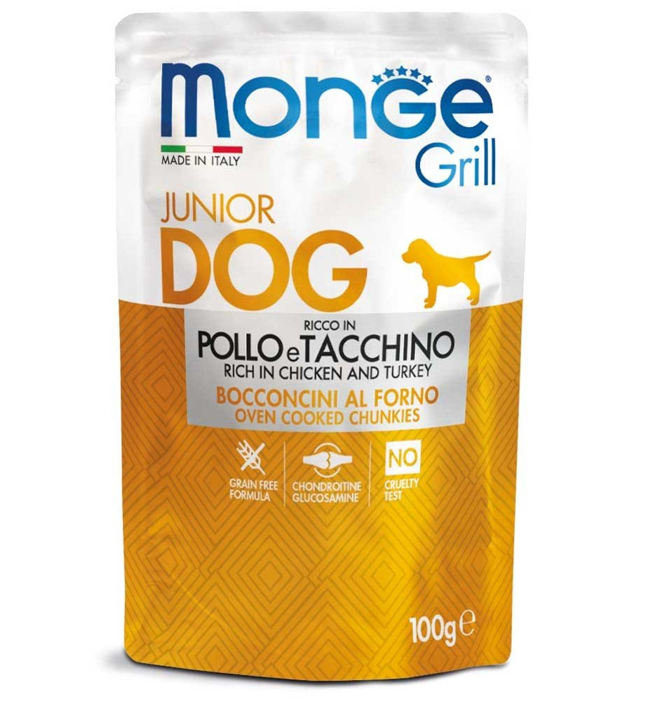 Monge Grill Bocconcini – Ricco in Pollo e Tacchino – Junior