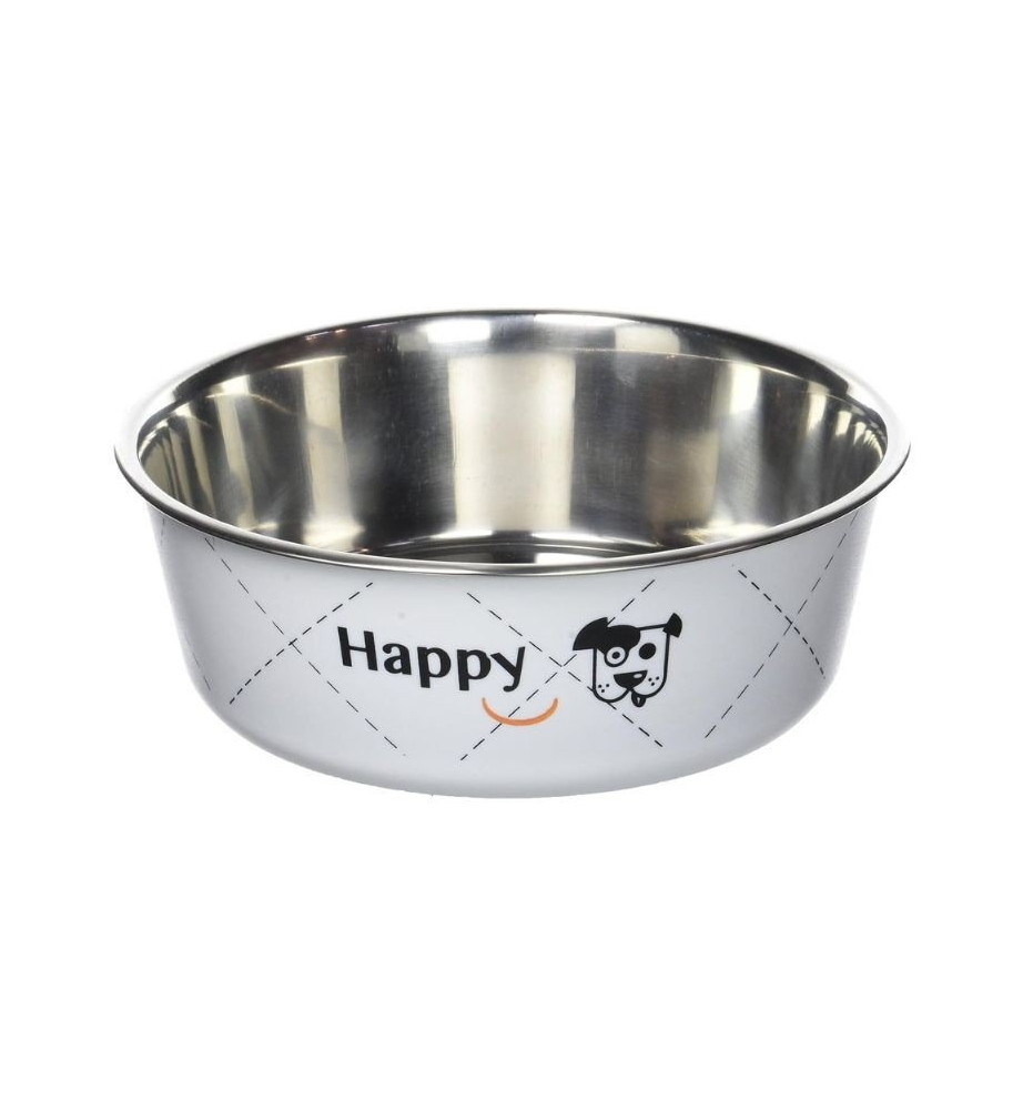 Ciotola bianca per cani in acciaio inox Happy Zolux