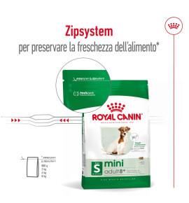 ROYAL CANIN® SIZE HEALTH NUTRITION MINI ADULT 8+ - Alimento secco per cani maturi di taglia piccola | Fino a 10 kg | Consegna gr
