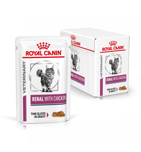 "Royal Canin Veterinary Health Nutrition Renal with Chicken - Alimento umido per gatti specializzato"