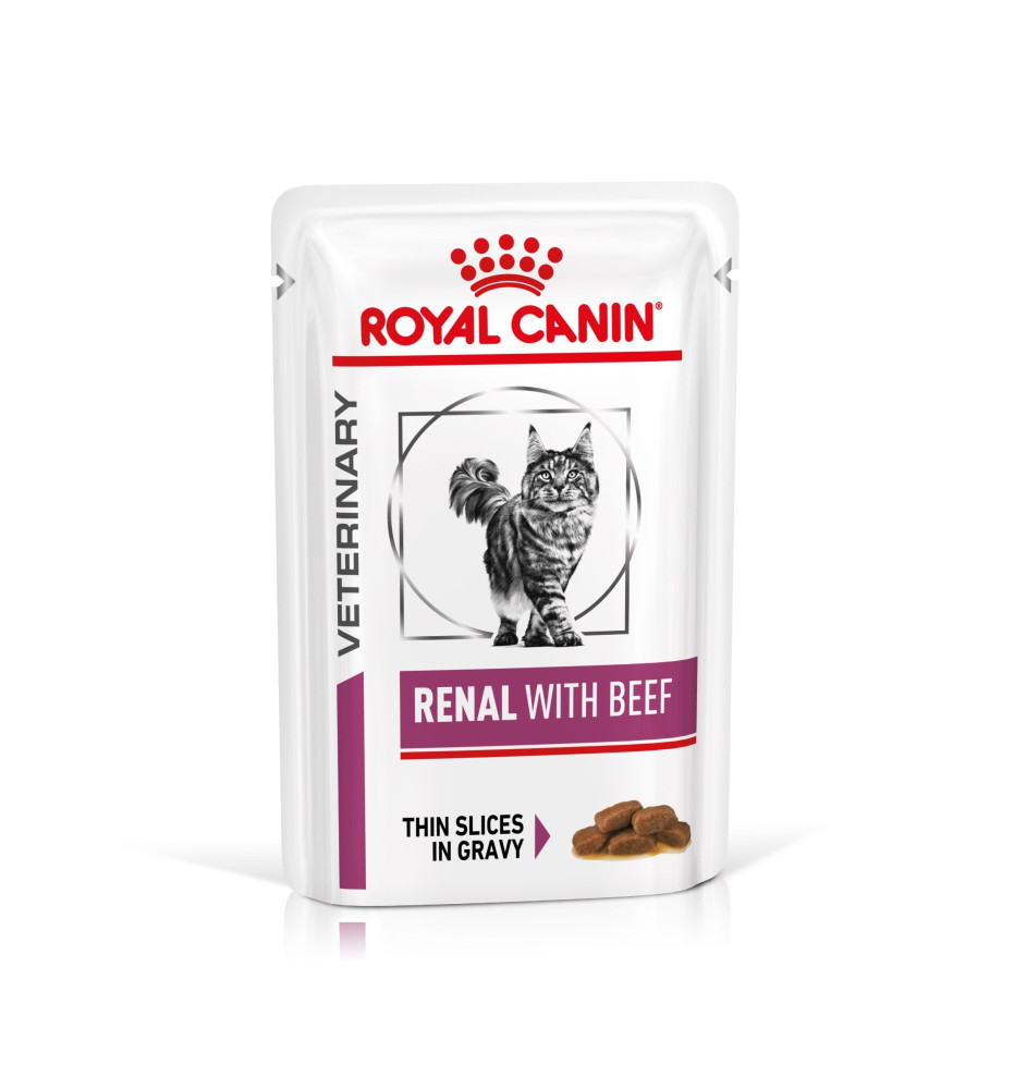 ROYAL CANIN® VETERINARY HEALTH NUTRITION RENAL WITH BEEF - Alimento umido per gatti | Supporto renale | Ingredienti di alta qual