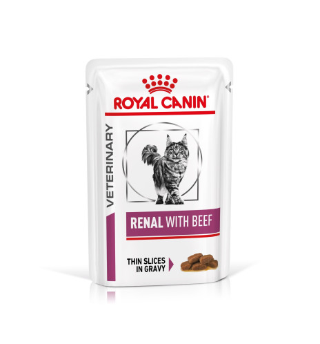 ROYAL CANIN® VETERINARY HEALTH NUTRITION RENAL WITH BEEF - Alimento umido per gatti | Supporto renale | Ingredienti di alta qual