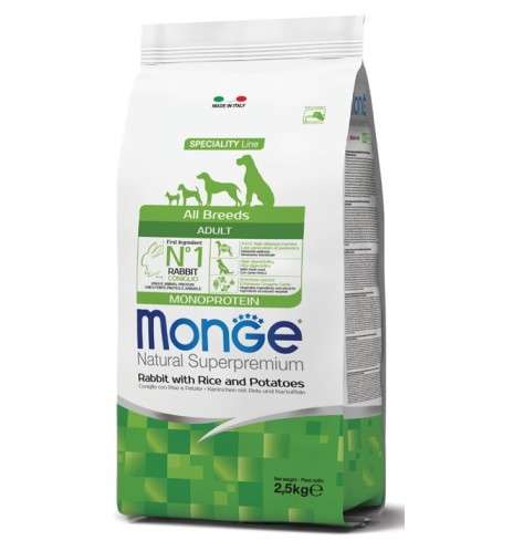 Monge Natural Superpremium All Breeds Adult Monoprotein Coniglio con Riso e Patate