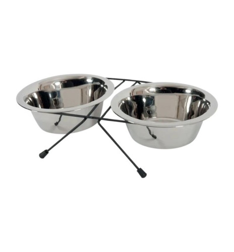 Set Zolux 2 ciotole per cane in acciaio inox con supporto